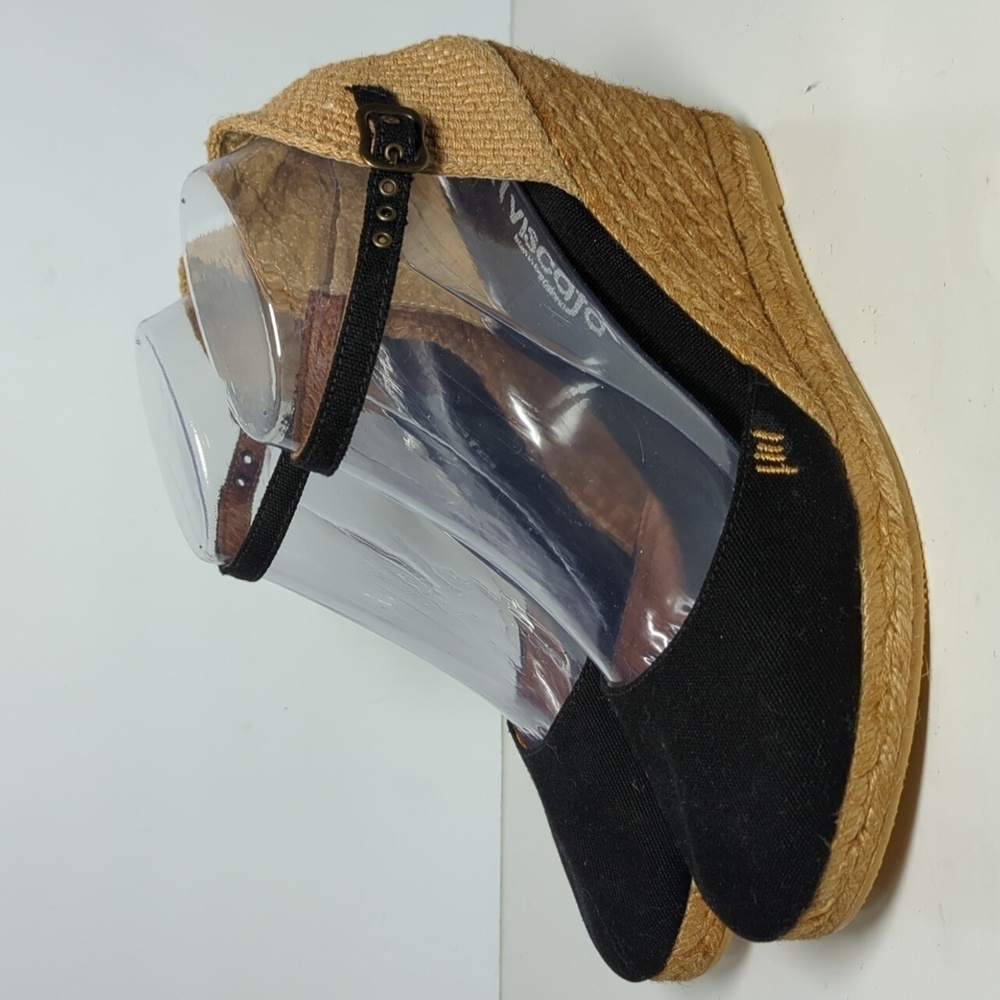 Viscata Barcelona Satuna espadrille black canvas wedge sandals women sz 9 EU 40